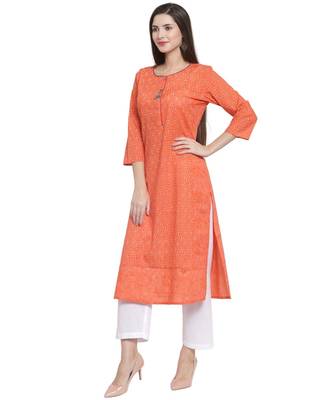 ORANGE Cotton kurtis 3