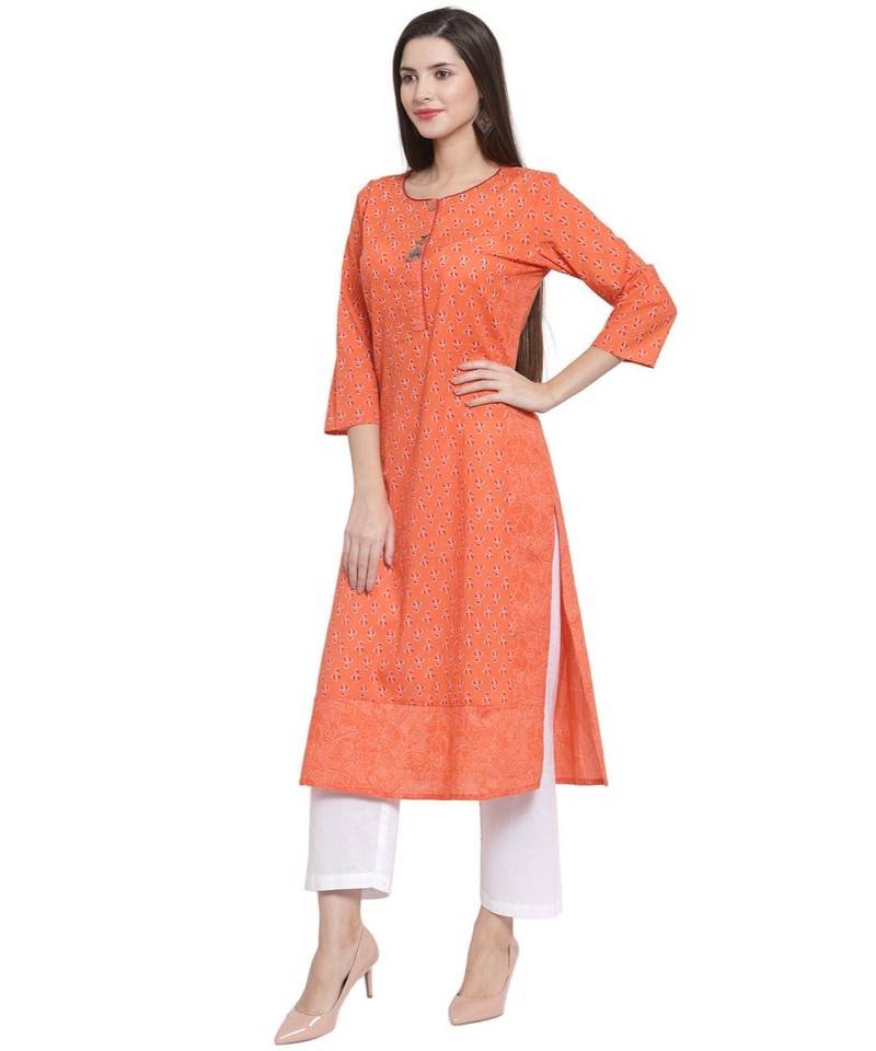 ORANGE Cotton kurtis