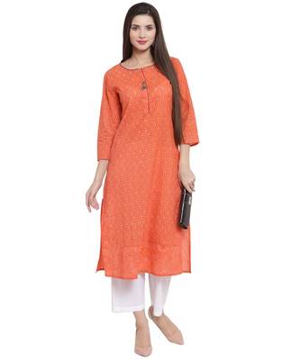 ORANGE Cotton kurtis 5