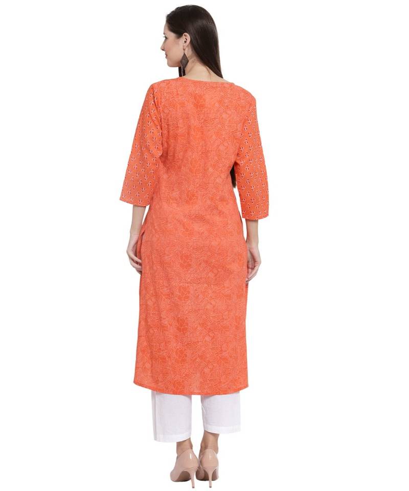 ORANGE Cotton kurtis