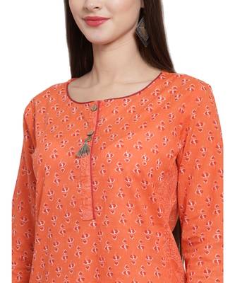 ORANGE Cotton kurtis 7