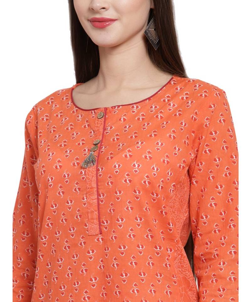 ORANGE Cotton kurtis