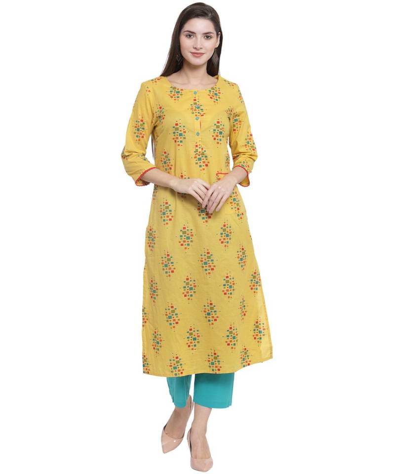 YELLOW Cotton kurtis