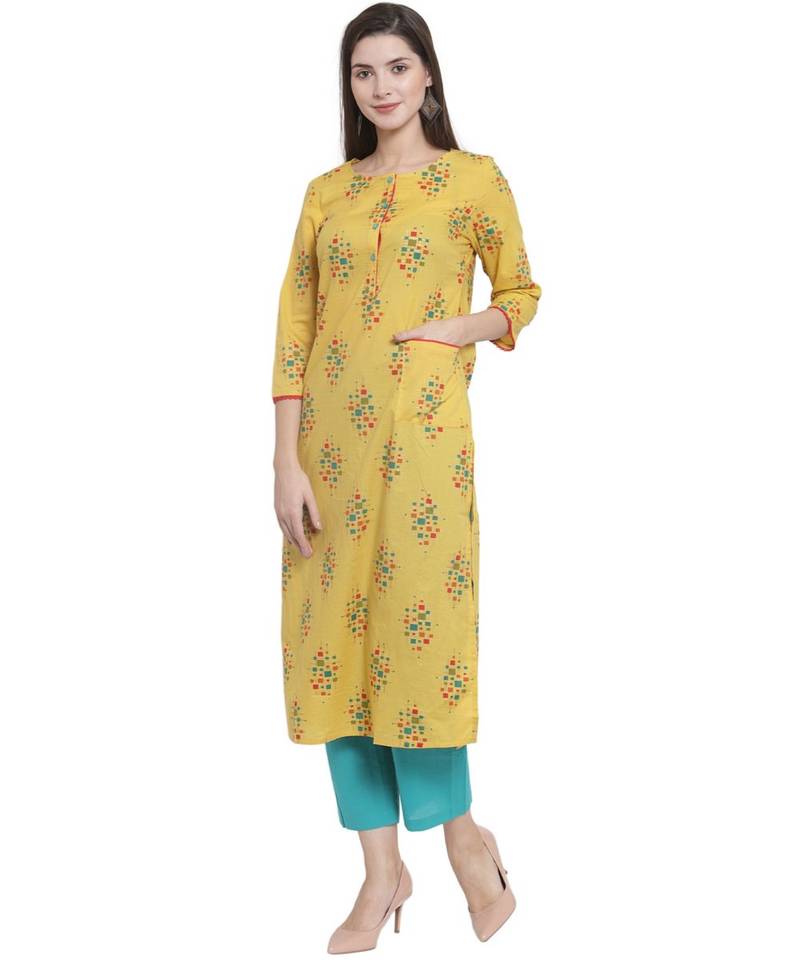YELLOW Cotton kurtis