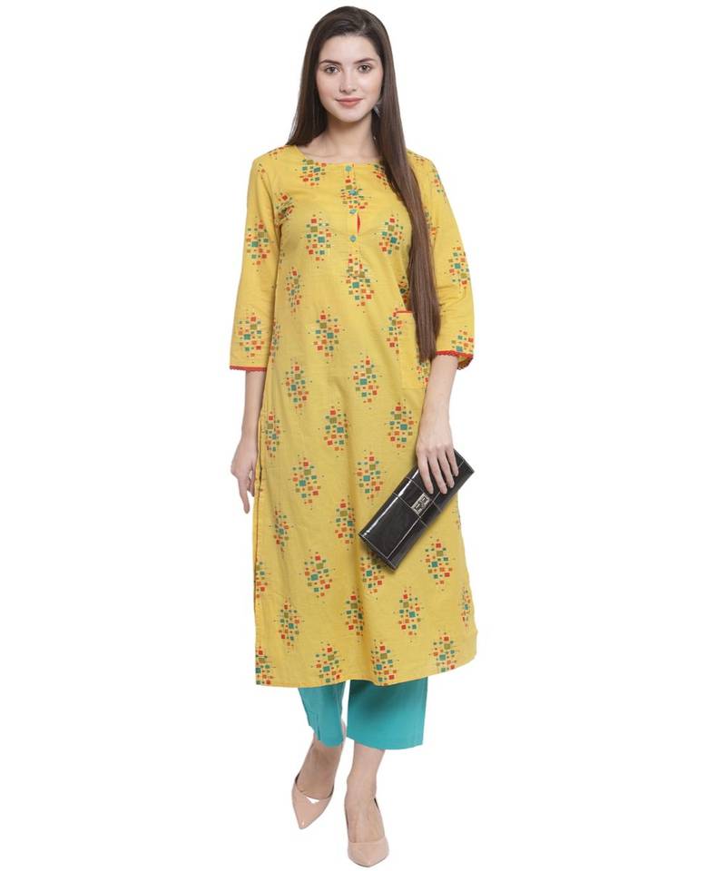 YELLOW Cotton kurtis