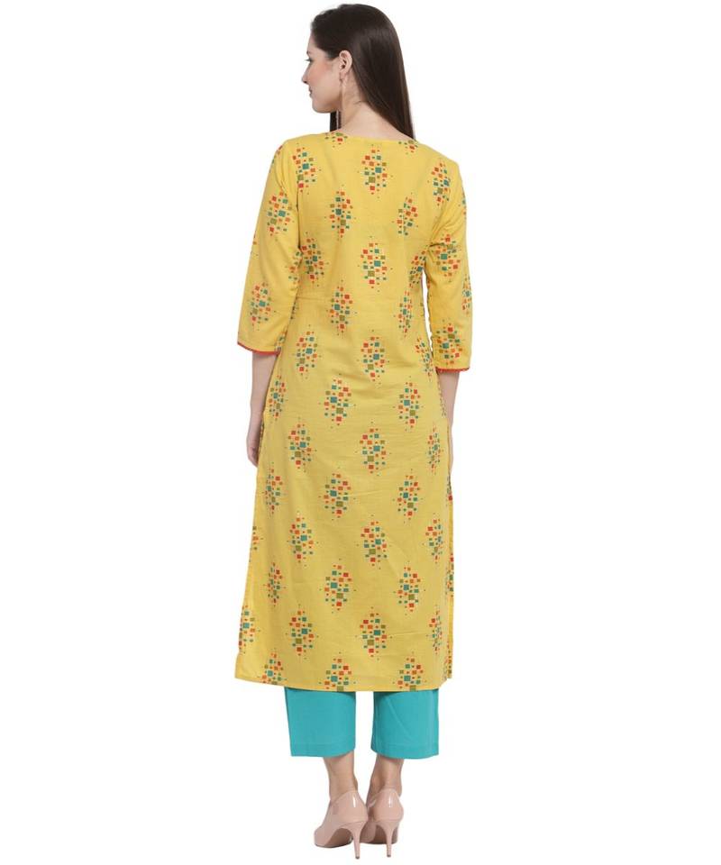 YELLOW Cotton kurtis