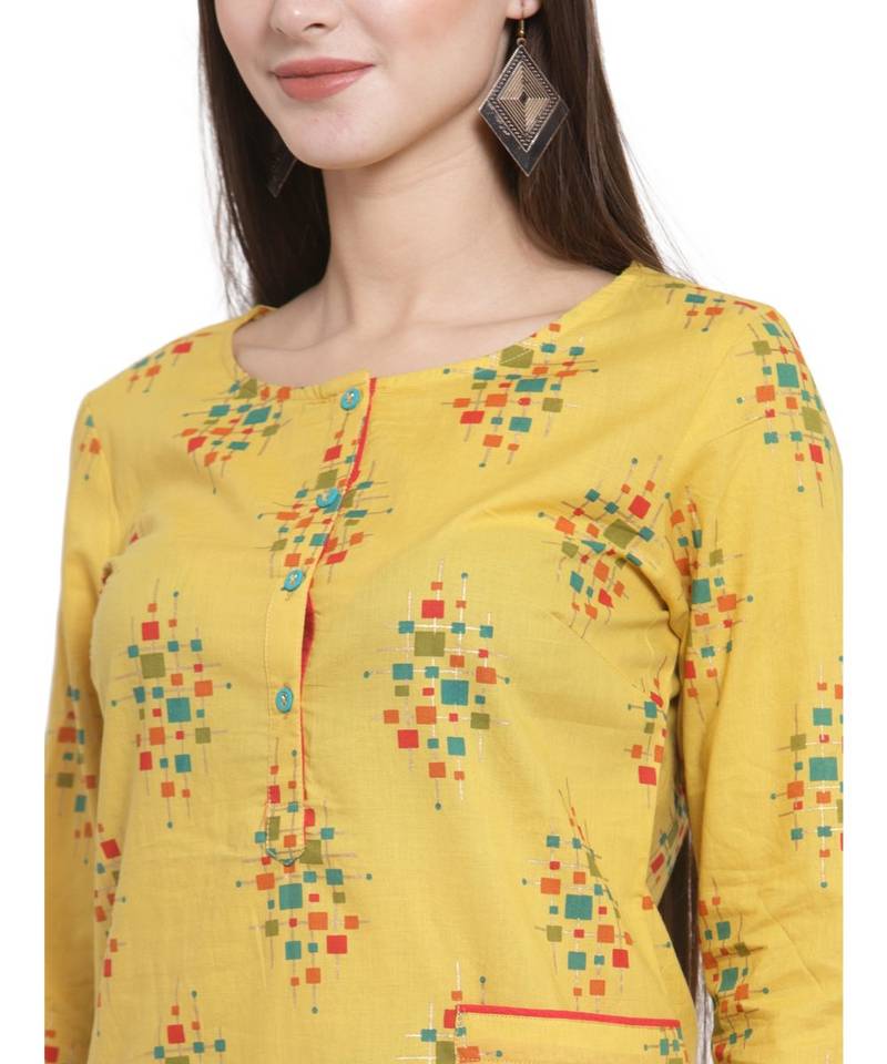 YELLOW Cotton kurtis