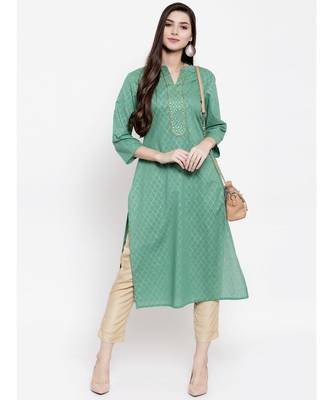 Green Cotton kurtis 1