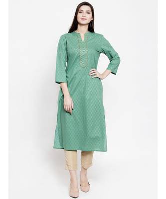 Green Cotton kurtis 4