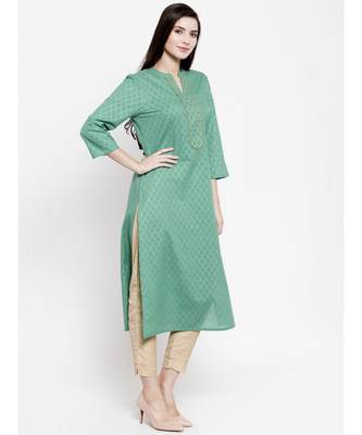 Green Cotton kurtis 5