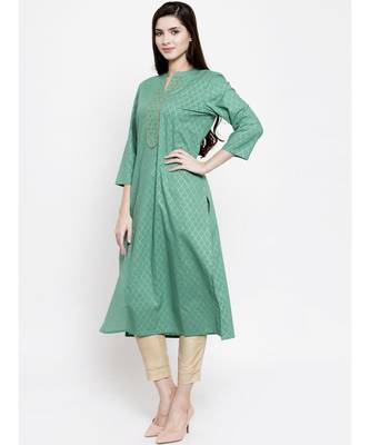 Green Cotton kurtis 6