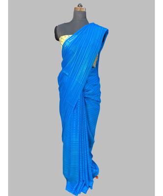 Sindur blouse work chiffon lapis blue with contrast blouse 1