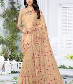 White embroidered net saree with blouse