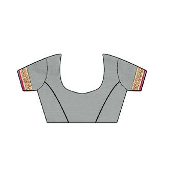 Grey embroidered net saree with blouse 5