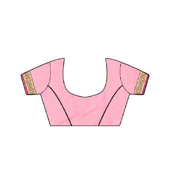 Pink embroidered net saree with blouse 5