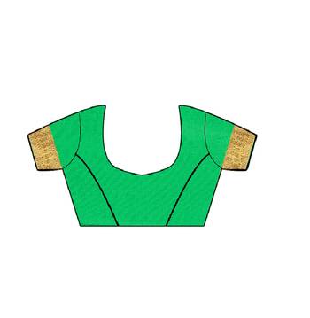 Green embroidered silk saree with blouse 5