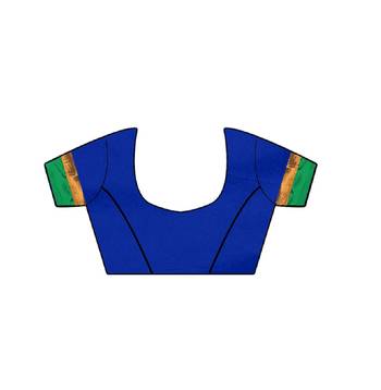 Blue embroidered cotton silk saree with blouse 5