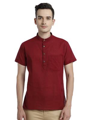 Magenta Cotton Short Kurta 1