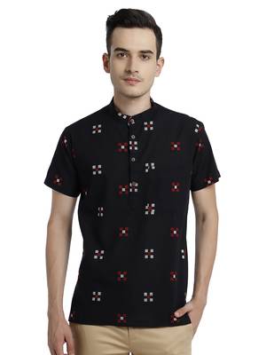 Black Embroidery Cotton Short Kurta 1