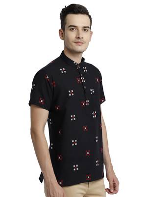 Black Embroidery Cotton Short Kurta 3