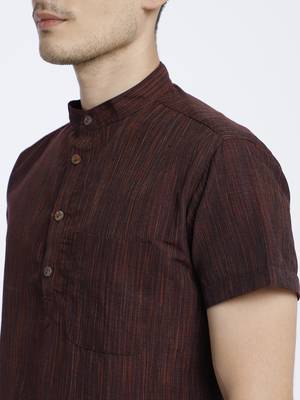 Brown Milange Polycotton Short Kura 4