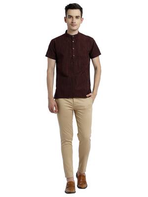 Brown Milange Polycotton Short Kura 5