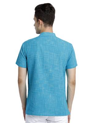 Blue Abstract Cotton Short Kurta 2