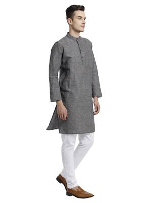 Grey Milange Polycotton Long Kura 3