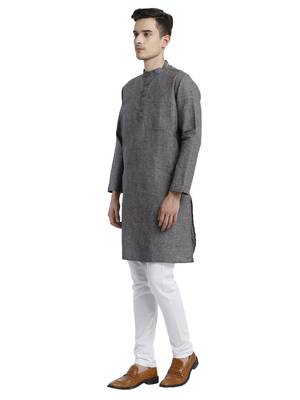 Grey Milange Polycotton Long Kura 4
