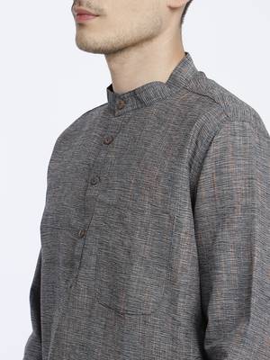 Grey Milange Polycotton Long Kura 5