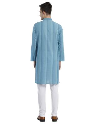 Blue Abstract Cotton Long Kurta 2