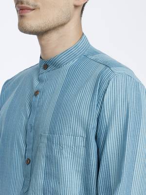 Blue Abstract Cotton Long Kurta 4
