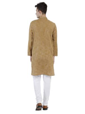 Beige Abstract Cotton Long Kurta 2