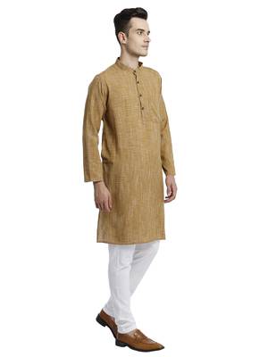 Beige Abstract Cotton Long Kurta 3