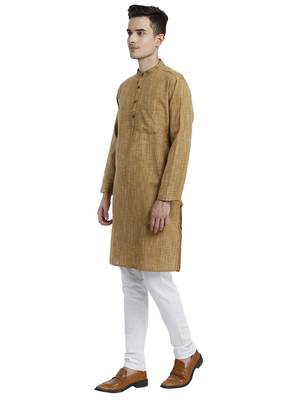 Beige Abstract Cotton Long Kurta 4