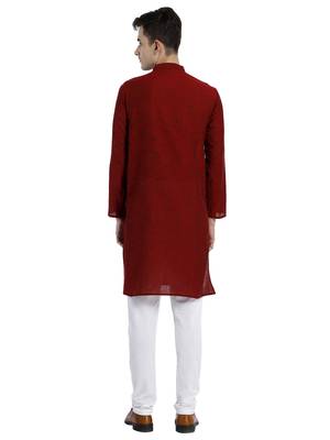 Maroon Cotton Slub Long Kurta 2