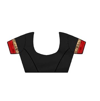 Black embroidered cotton silk saree with blouse 5