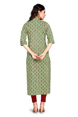 Green printed cotton ethnic-kurtis 2