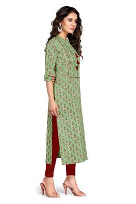 Green printed cotton ethnic-kurtis 3