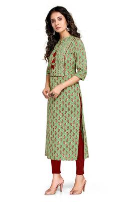 Green printed cotton ethnic-kurtis 4