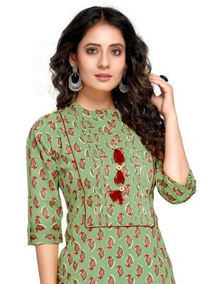 Green printed cotton ethnic-kurtis 5