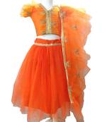BABY GIRL'S Frilled Orange with beautiful embroidery lehenga choli