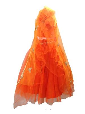 BABY GIRL'S Frilled Orange with beautiful embroidery lehenga choli 3