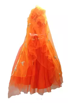 BABY GIRL'S Frilled Orange with beautiful embroidery lehenga choli
