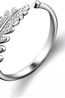 Valentine'S Special Adjustable Silver Plated Cz Ring For Women
