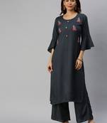 Grey Plain Rayon Ethnic-Kurtis