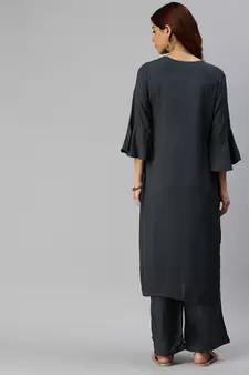 Grey Plain Rayon Ethnic-Kurtis