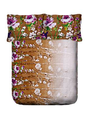 Swayam 144 TC Pure Cotton Brown and White Floral Printed Double Bed Sheet With 2 Matching Pillow Covers 5