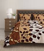 Swayam 144 TC Pure Cotton Brown and Beige Floral Printed Double Bed Sheet With 2 Matching Pillow Covers