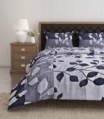 Swayam 144 TC Pure Cotton Black and Grey Floral Printed Double Bed Sheet With 2 Matching Pillow Covers
